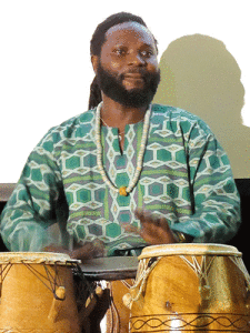 Theo Martey, who grew up in Accra, Ghana, is the founder and director of the Akwaaaba Ensemble. An internationally acclaimed musician, Theo and his group immerse students in African songs, rhythms, cultures and dance, then perform together for classmates and parents.